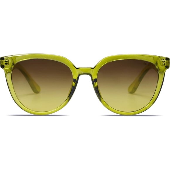 ? Women Yellow Trendy Cat Eye Sunglasses Round Polarized Fashion Sunnie Eyewear